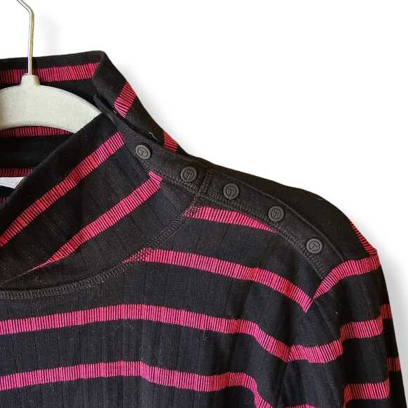 Talbots Multicolor Striped Sweater Pullover XL Purple Lightweight Mock Neck - Picture 3 of 5